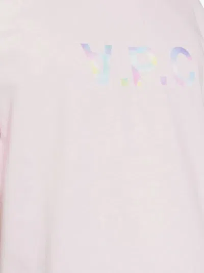 Apc Cotton Crew-neck T-shirt With Front Print In Pink