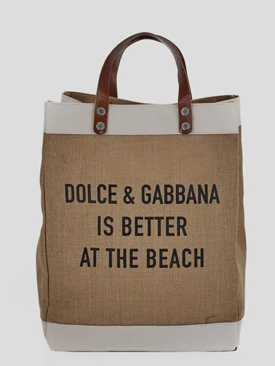 Shop Dolce & Gabbana Logo-printed Open Top Tote Bag In Beige
