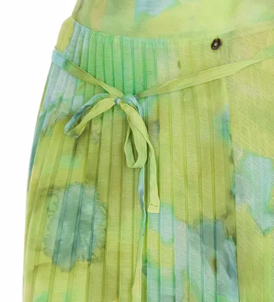 Shop Liu •jo Pleated Skirt In Green Shaded Flower