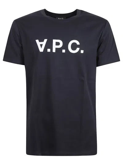 Shop Apc Logo T-shirt In Blue