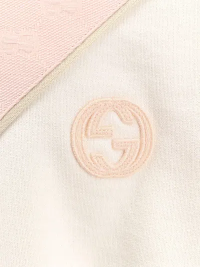 Shop Gucci Logo Embroidered Jersey Hoodie In Sunlight