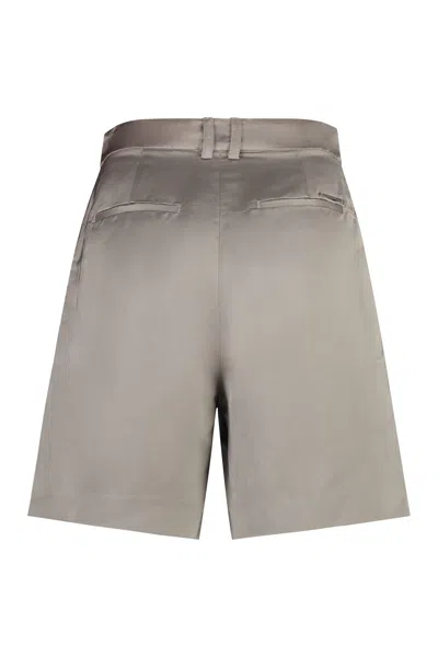Shop Calvin Klein Linen Blend Shorts In Adf Sand Pebble