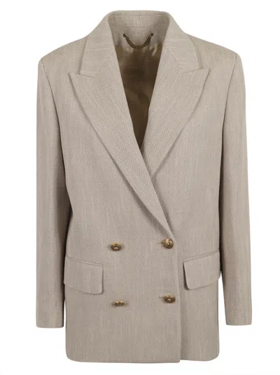 Shop Golden Goose Laureen Boyfriend Jacket In Dark Olive/vintage White