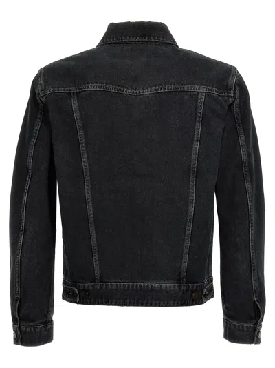 Shop Saint Laurent Classic Denim Jacket In Dark Blue Black