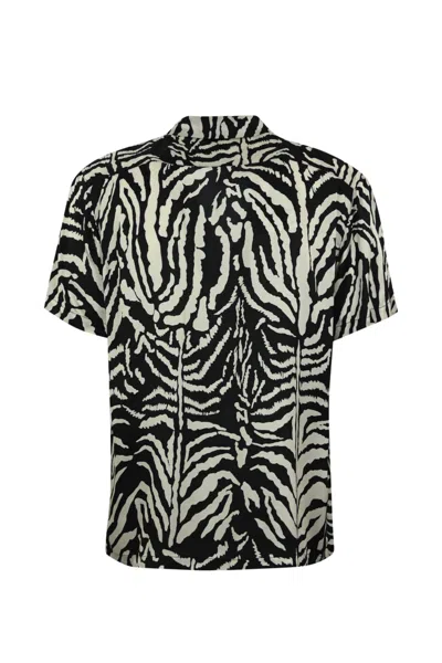 Shop Amaranto Zebra-print Viscose Shirt In Bf Nero