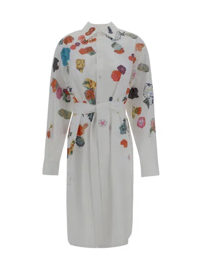 Shop Marni Flowers Collage Poplin Dress In Lily White
