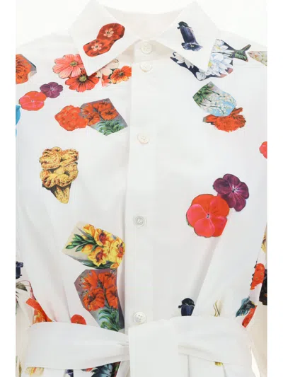 Shop Marni Flowers Collage Poplin Dress In Lily White