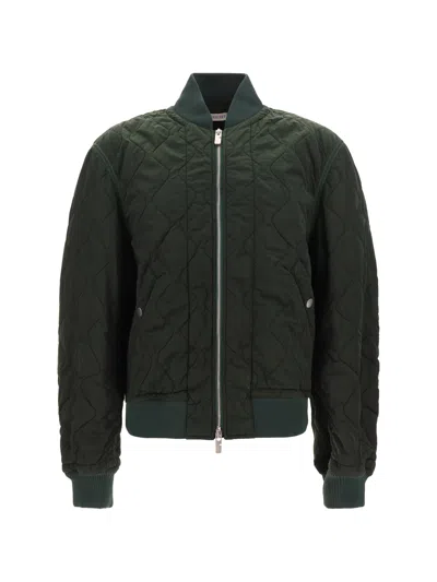 Shop Burberry Quilted Bomber In Ivy