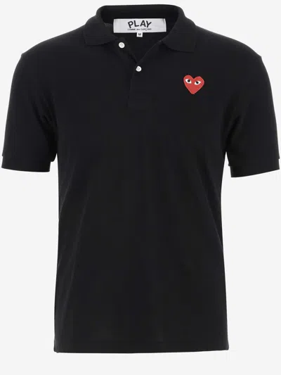 Shop Comme Des Garçons Cotton Polo Shirt With Logo In Black