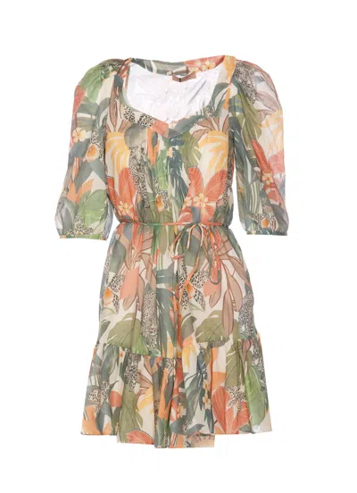 Shop Twinset Jungle Print Dress In Papaya