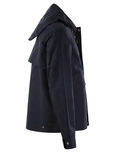 Shop K-way Kaya Linen Blend 2l - Hooded Jacket In Anq Blue Deph