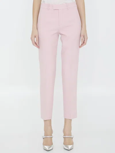 Shop Burberry Belted Trousers In Cameo