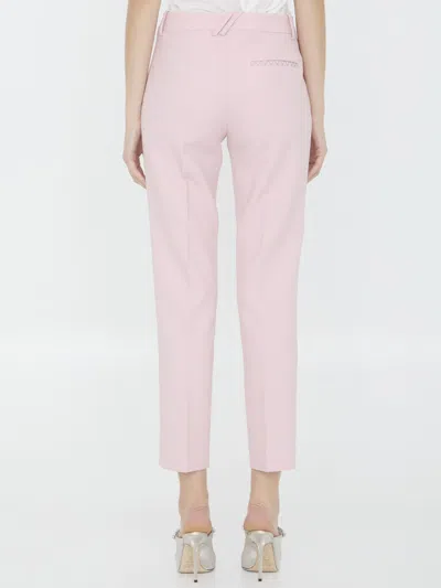 Shop Burberry Belted Trousers In Cameo