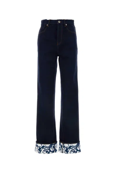 Shop Burberry Straight Buttoned Jeans In Indigo Blue