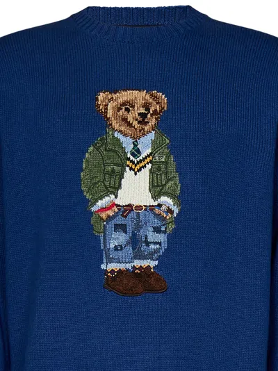 Shop Polo Ralph Lauren Polo Bear Sweater In Blu