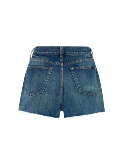 Shop Saint Laurent High Rise Denim Shorts