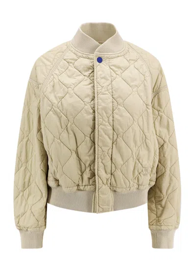 Shop Burberry Quilted Bomber In Soap