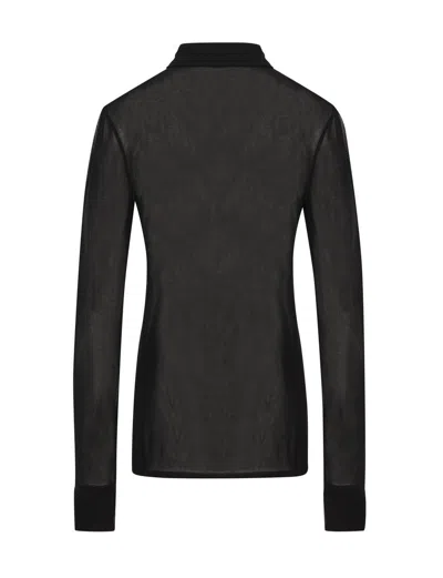 Shop Saint Laurent Semi-sheer Buttoned Shirt In Noir