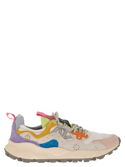 Shop Flower Mountain Yamano 3 - Sneakers In Suede And Technical Fabric In White/pink