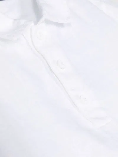 Shop Il Gufo White Linen Short-sleeved Shirt With Mandarin Collar In Bianco