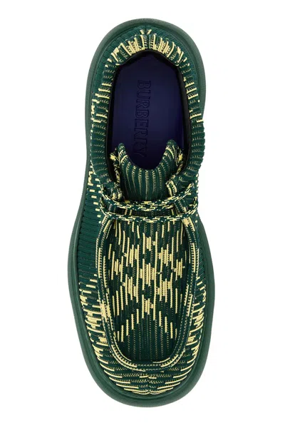 Shop Burberry Embroidered Fabric Creeper Lace-up Shoes In Primrose Ip Check