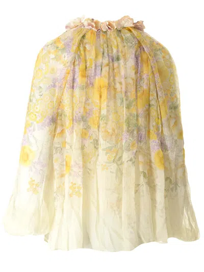 Shop Zimmermann Harmony Floral Print Blouse In Giallo