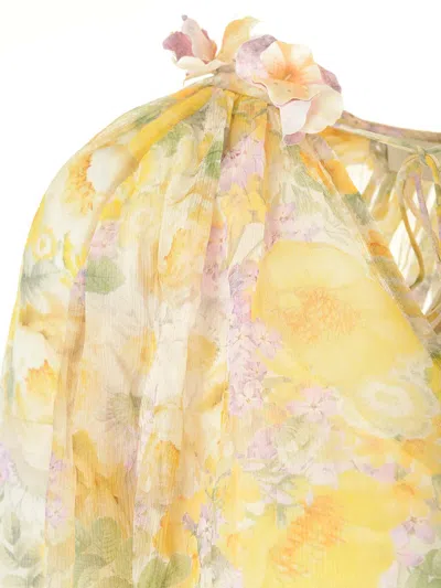 Shop Zimmermann Harmony Floral Print Blouse In Giallo