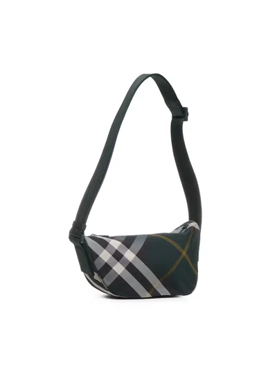 Shop Burberry Check Pouch Bag In Ivy