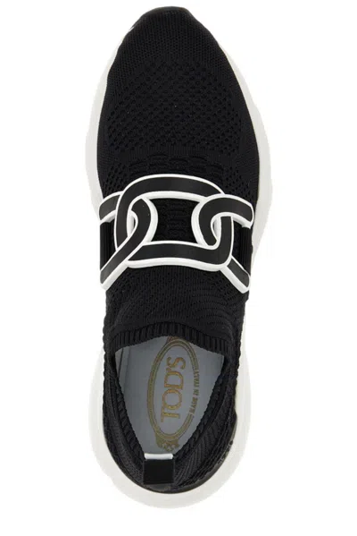 Shop Tod's Kate Knitted Slip-on Sneakers In Black