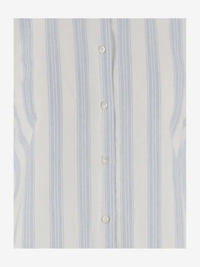 Shop Aspesi Cotton Shirt With Striped Pattern In Riga Azzurra