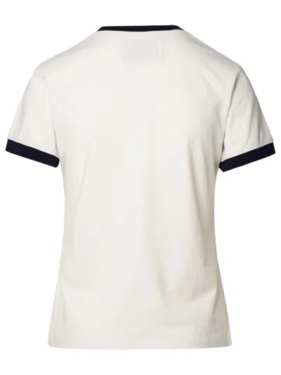 Shop Golden Goose Ivory Cotton T-shirt In Heritage White/dark Blue