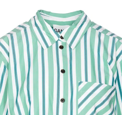 Shop Ganni Striped Shirt In Green