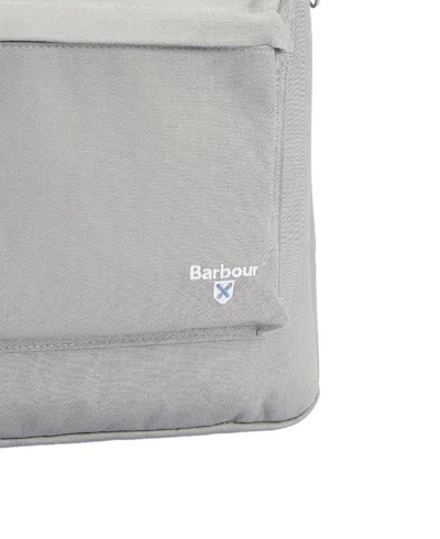 Shop Barbour Cascade Logo Embroidered Backpack In Grey