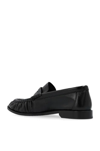 Shop Saint Laurent Leather Loafers In Nero