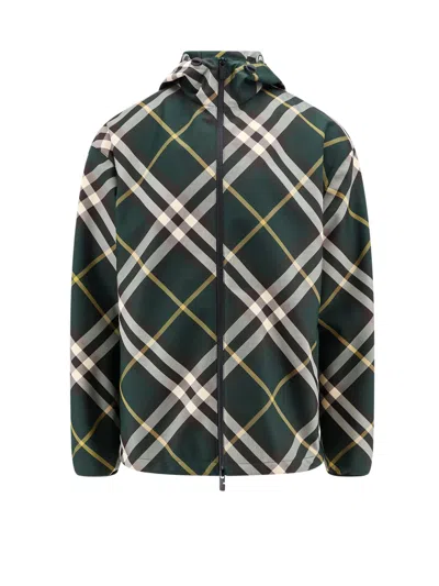 Shop Burberry Checked Windbreaker In Ivy Ip Check