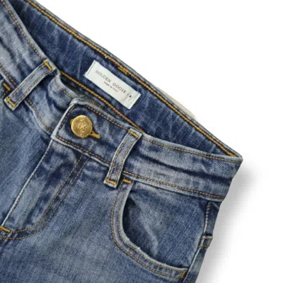 Golden Goose Logo Patch Straight Leg Jeans In Stone Wash
