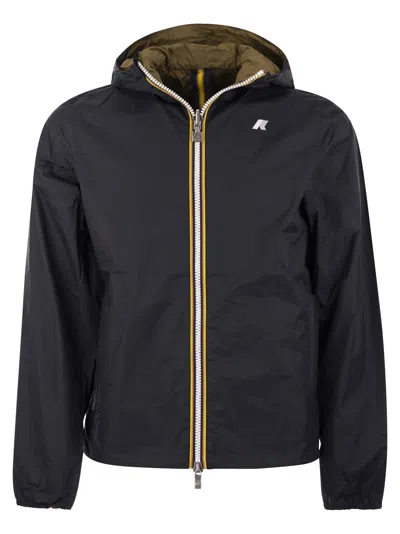 Shop K-way Jake Plus - Reversible Hooded Jacket In Blu/marrone