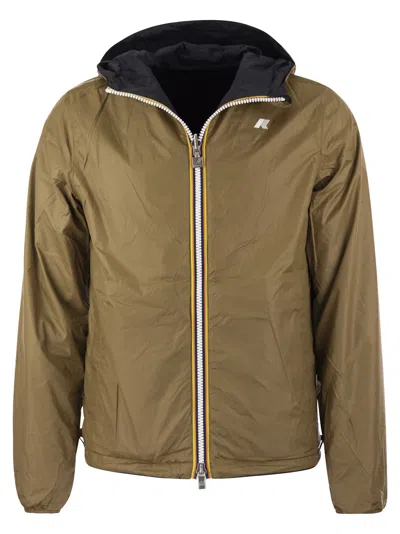 Shop K-way Jake Plus - Reversible Hooded Jacket In Blu/marrone