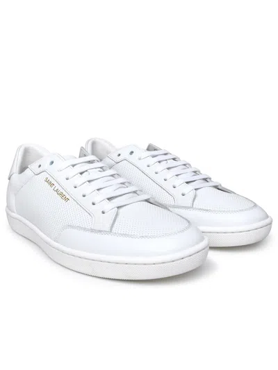 Shop Saint Laurent Court Sneakers In White Leather In Bianco
