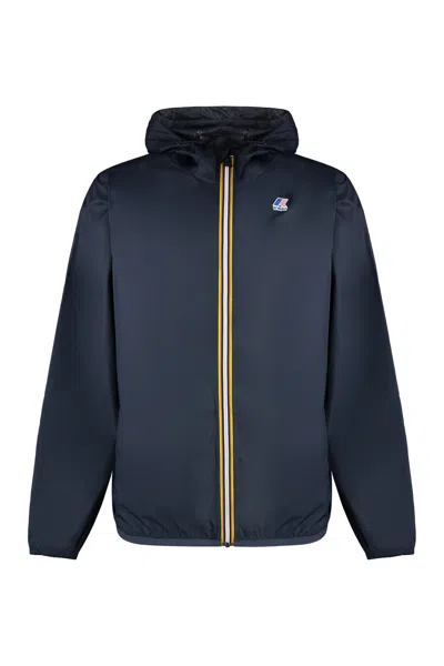 Shop K-way Claude Hooded Nylon Jacket In Blu