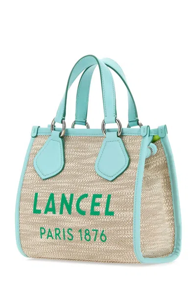 Shop Lancel Multicolor Canvas Summer Shopping Bag In Pe Natural Mint Emerald