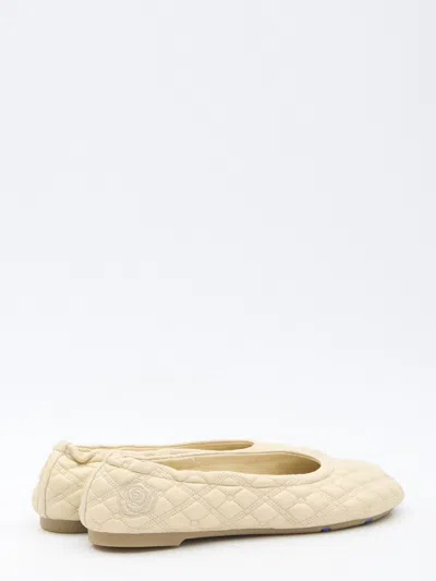 Shop Burberry Leather Ballerinas In Clay