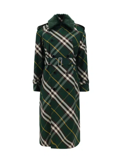 Shop Burberry Check Belted Coat In Ivy Ip Check