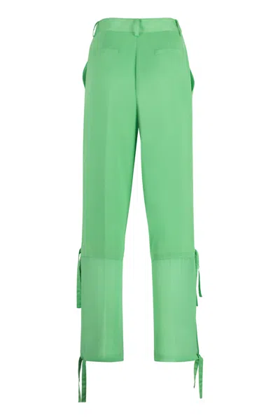 Shop Pinko Priapo Satin Trousers In Green