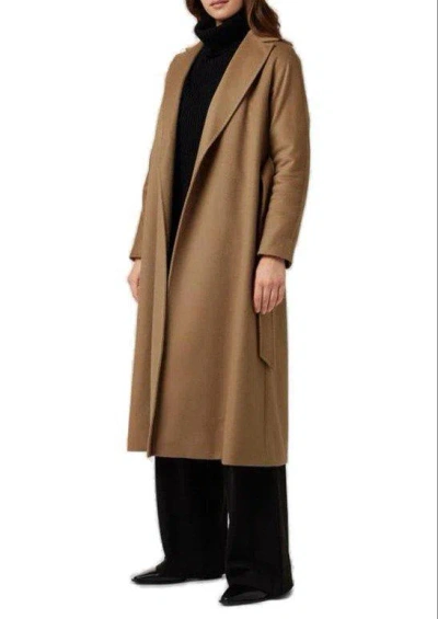 Shop Max Mara Belted Long-sleeved Coat