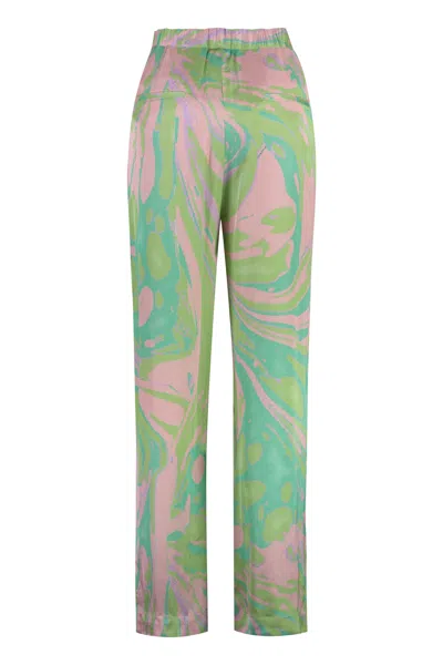 Shop Pinko Penati High-waist Wide-leg Trousers In Multi Verde Rosa