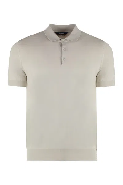 Shop K-way Pleyne Knitted Cotton Polo Shirt In Beige