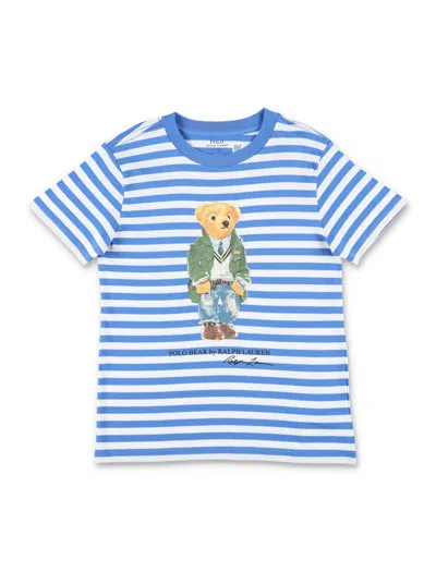 Shop Polo Ralph Lauren Bear Striped T-shirt In Blu