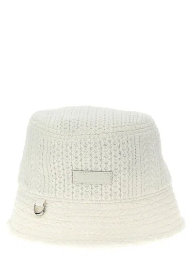 Shop Jacquemus Le Bob Belo Cable Knit Bucket Hat In White