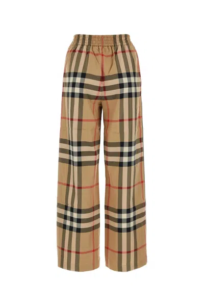 Shop Burberry Embroidered Cotton Wide-leg Pant In Beige